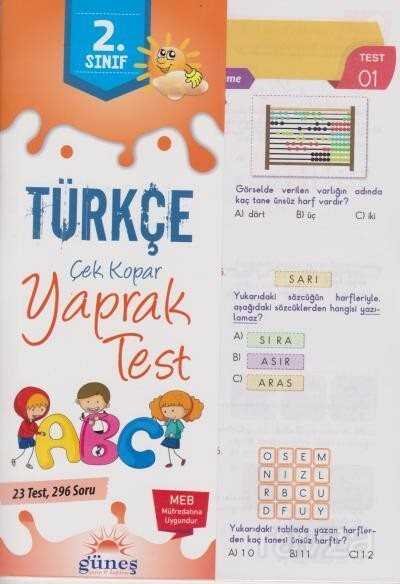 2. Sınıf Türkçe Çek Kopar Yaprak Test - 1