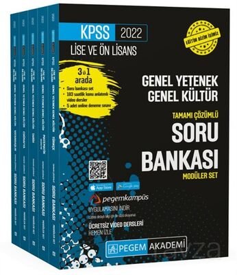 2022 KPSS Lise ve Önlisans Genel Yetenek Genel Kültür Tamamı Çözümlü Soru Bankası Seti - 1