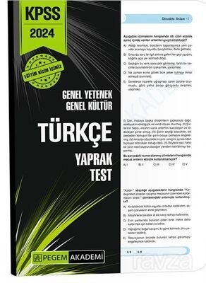 2024 KPSS Genel Yetenek Genel Kültür Türkçe Yaprak Test - 1