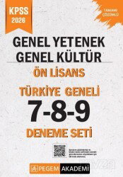 2026 KPSS Genel Yetenek Genel Kültür Lise-Ön Lisans Tamamı Çözümlü Türkiye Geneli 7-8-9 (3'lü Deneme - Pegem Akademi Yayıncılık