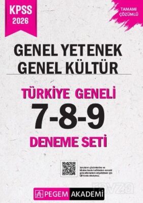2026 KPSS Genel Yetenek Genel Kültür Tamamı Çözümlü Türkiye Geneli 7-8-9 (3'lü Deneme Seti) - Pegem Akademi Yayıncılık