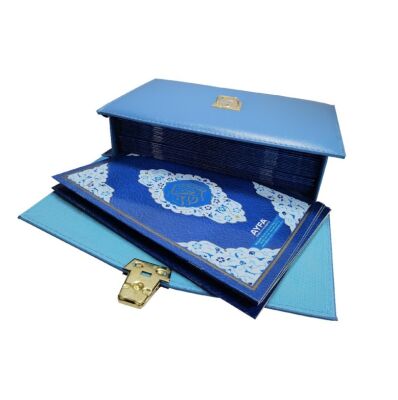 234MAVI-ORTA BOY OTUZ CÜZ MÜHÜRLÜ KURAN-I KERIM-SUNI DERI ÇANTALI - 4