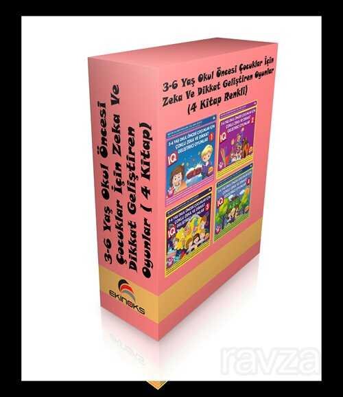 3-6 Yaş Okul Öncesi Çocuklar İçin Zeka ve Dikkat Geliştiren Oyunlar ( 4 Kitap Set) - 1