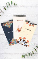 (3’lü Paket) Not Defteri 55 Yaprak Cep Boy Çizgili Spiralli Renkli - Hobbi Tasarim
