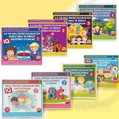 4-7 Yaş Okul Öncesi Çocuklar İçin IQ Zeka Geliştiren Oyunlar (8 Kitap Takım) - 1