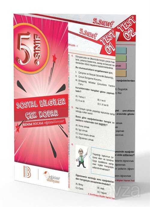 5. Sınıf Sosyal Bilgiler Çek Kopar Yaprak Test - Benim Hocam Yayınları