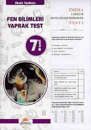 7. Sınıf Fen Bilimleri Yaprak Test - Güneş Yayın Dağıtım