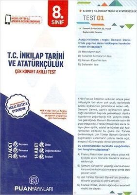 8. Sınıf T. C. İnkılap Tarihi ve Atatürkçülük Yaprak Test - 1