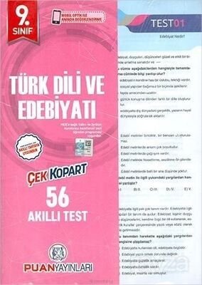9. Sınıf Türk Dili ve Edebiyatı Yaprak Test - 1