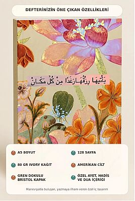 A5 Ayet Duali Kolaj Serisi 21 – Her Yerden Bereket (Ye’tîhâ Rizkuhâ Ragaden) Noktali Defter - 2