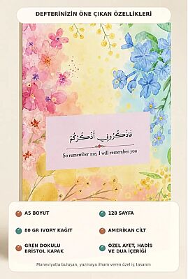 A5 Ayet Duali Kolaj Serisi 29 – Beni Anin, Sizi Anayim (Fezkürûnî Ezkürküm) Noktali Defter - 2