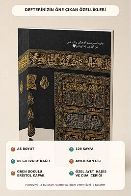 A5 Ayet Duali Kolaj Serisi 9 – Kâbe’ye Emanet Dualar (Yâ Rab) Noktali Defter - 2