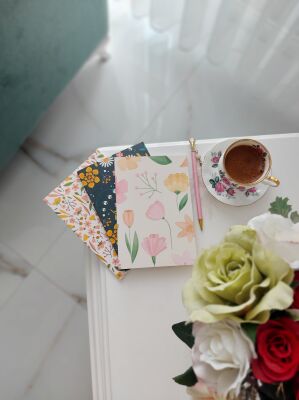 Çiçekli Defter Üçlemesi Çizgili (2+1 Defter Hediye) - 3