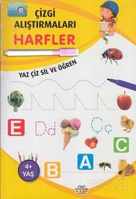 Çizgi Çalışmaları - Harfler - Yaz Çiz Sil ve Öğren (Kalemli) - 1