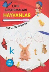Çizgi Çalışmaları - Hayvanlar - Yaz Çiz Sil ve Öğren (Kalemli) - 0-6 Yaş Yayınları