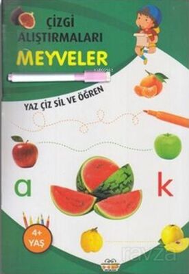 Çizgi Çalışmaları - Meyveler - Yaz Çiz Sil ve Öğren (Kalemli) - 1