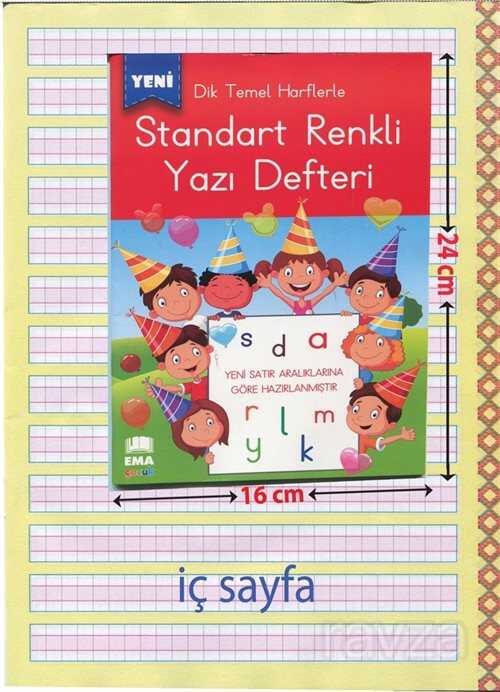 Dik Temel Harflerle Standart Dik Çizgili Yazı Defteri (16 x 24 Ebat) - Ema Çocuk