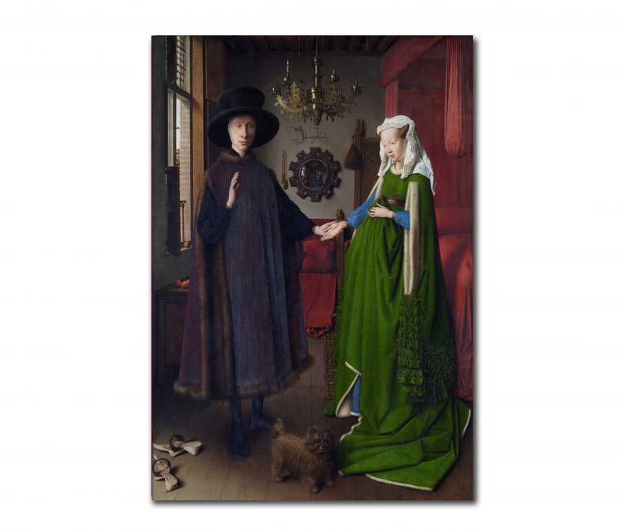 Jan van Eyck - Portrait of Giovanni Arnolfini and his Wife Tablo |50 X 70 cm| - 1