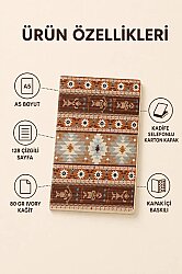 Etnik Desen Serisi 2 - Toprak Tonlu Kilim A5 Çizgili Defter - 2