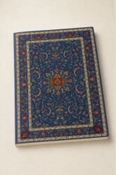 Etnik Desen Serisi 4 - Lacivert Klasik Hali Desenli A5 Çizgili Defter - Hobbi Tasarim