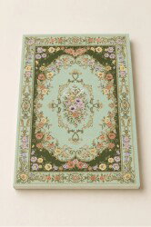 Etnik Desen Serisi 5 - Mint Yesili Çiçekli A5 Çizgili Defter - Hobbi Tasarim