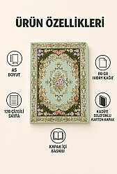 Etnik Desen Serisi 5 - Mint Yesili Çiçekli A5 Çizgili Defter - 2