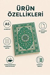 Etnik Desen Serisi 6 - Adaçayi Yesili Madalyon Desenli A5 Çizgili Defter - 2