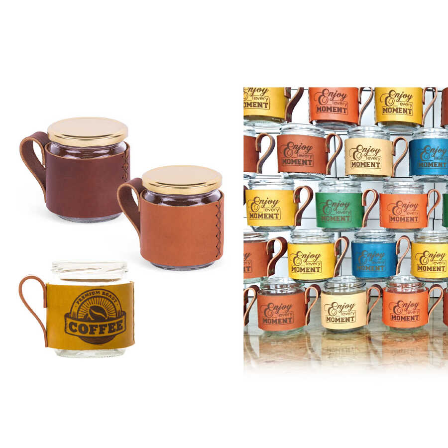 Gerçek Deri Kılıflı Kavanoz Kupa - Ravzakitap Kampanya