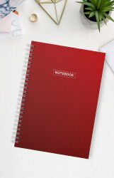 Hobbi Tasarim Okul Defteri 70 Yaprak A4 Spiralli Kareli Kirmizi Bristol - Hobbi Tasarım