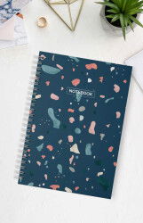 Hobbi Tasarim Okul Defter 70 Yapraki A4 Spiralli Kareli Lacivert Bristol - Hobbi Tasarim