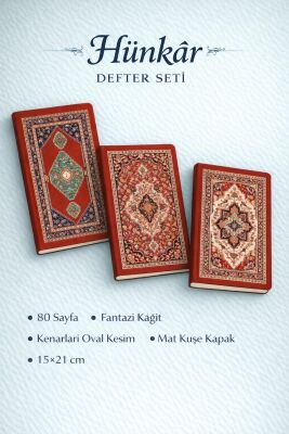 Hünkar Etnik Desen Üçlü Defter Seti Çizgili A5 - 1