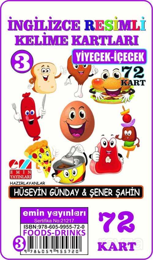 İngilizce Resimli Kelime Kartları 3 / Yiyecek-İçecek - Emin Yayınları (Bursa)