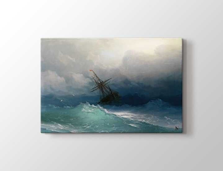 Ivan Aivazovsky - Ship on Stormy Seas Tablo |60 X 80 cm| - 1