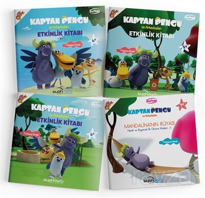 Kaptan Pengu ve Arkadaşları Etkinlik Kitapları (4-5-6-7+ Yaş 4 Kitap Set) - 1