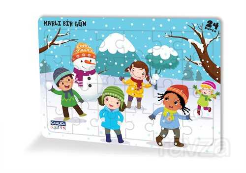 Karlı Bir Gün (Eğlenceli Puzzle 4) - Çamlıca Çocuk Yayınları