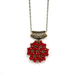 Kirmizi Cevsen Kolye (Kristal, Yuvarlak) - Hayrat Vakfı Yayınları