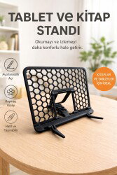 Kitap ve Tablet Standi Siyah 3D Baskı Ayraç Hediyeli - 1