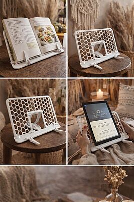 Kitap ve Tablet Standi Siyah 3D Baskı Ayraç Hediyeli - 4