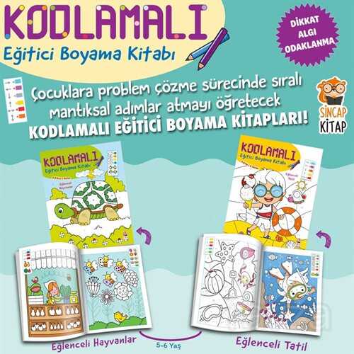 Kodlamalı Eğitici Boyama / 5-6 Yaş 1. ve 2. Seviye (2 Kitap) - 2