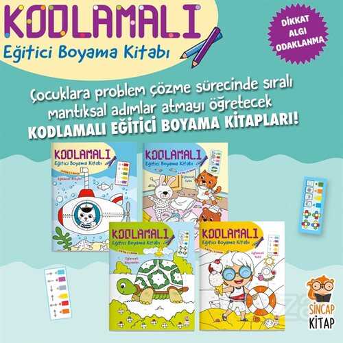 Kodlamalı Eğitici Boyama Kitapları 4-6 Yaş 1. ve 2. Seviye (4 Kitap) - Sincap Kitap