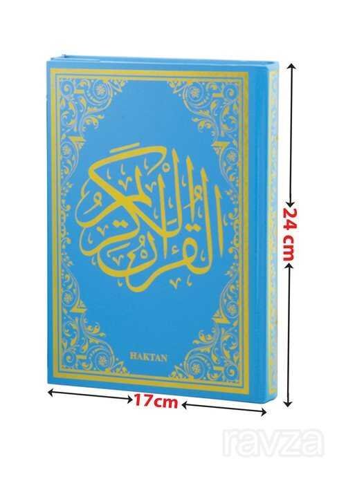 Kur-an'ı Kerim Renkli Gül Desenli Mavi Cilt, Sesli Orta Boy (H-11) - 4
