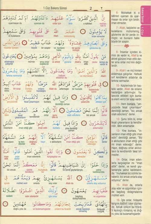 Kur'an-ı Kerim ve Satır Arası Kelime Meali Açıklamalı (Hafız Boy) - 1