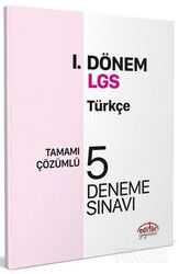 LGS I. Dönem Türkçe Çözümlü 5 Deneme Sınavı - Editör Yayınları
