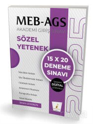 MEB - AGS Hazırlık Sözel Yetenek 15x20 Tamamı Dijital Çözümlü Deneme Sınavı - Pelikan Tıp Teknik Yayınları