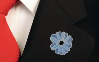 Mor Çiçekli Mineli Pin Bros Metal Yaka Rozeti - 1