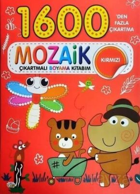 Mozaik Çıkartmalı Boyama Kitabı Kırmızı 1600'den Fazla Çıkartma - 1