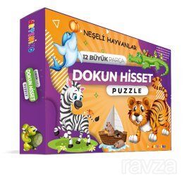 Neşeli Hayvanları 12 Büyük Parça Dokun Hisset Puzzle - 1