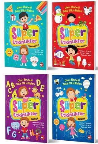 Okul Öncesi Zeka Geliştiren Etkinlik Kitapları Seti (4 Kitap Takım) - Beyaz Balina Yayınları