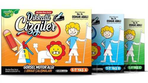 Okuldan Önce Serisi Dikkatli Çizgiler (3 Kitap) (5-7 Yaş) - Adeda Yayıncılık