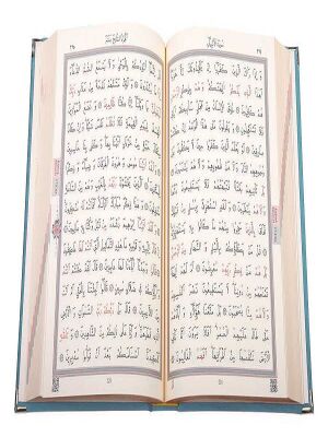 Orta Boy Kadife Kur’an-i Kerim (Mavi, Nakisli, Yaldizli, Mühürlü) - 4